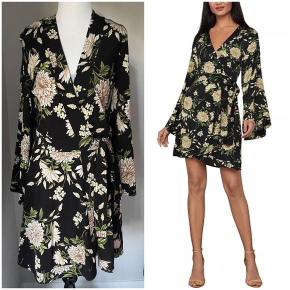 BCBGMaxAzria Floral Wrap Dress - Picture 2 of 6